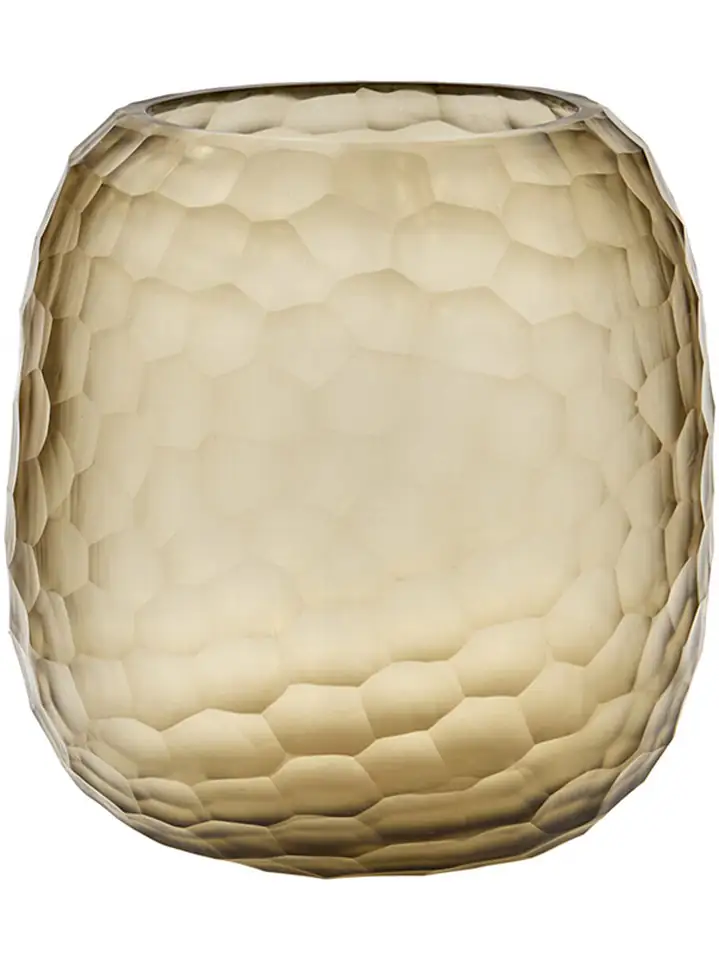 Ваза стъклена D20 Н22см - Vase Chisel Cut Smoke