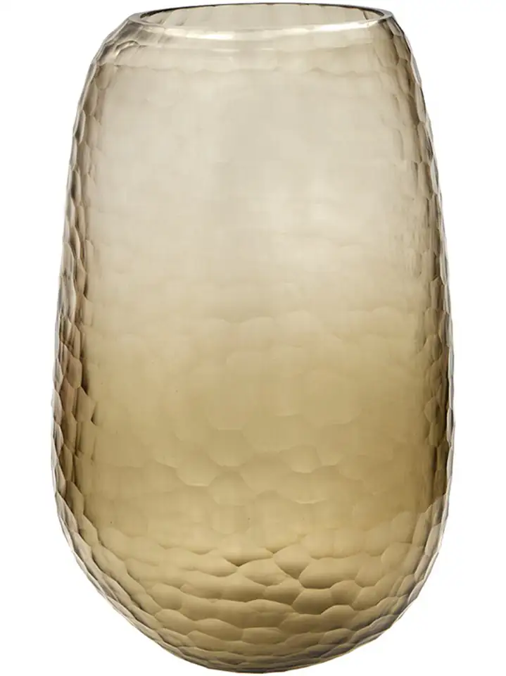 Ваза стъклена D24 Н40см - Vase Chisel Cut Smoke